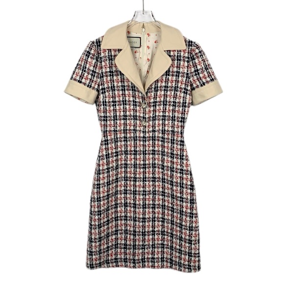 Gucci Women's Checkered Mini Dress - Red, Black, and Cream - Picture 1 of 9